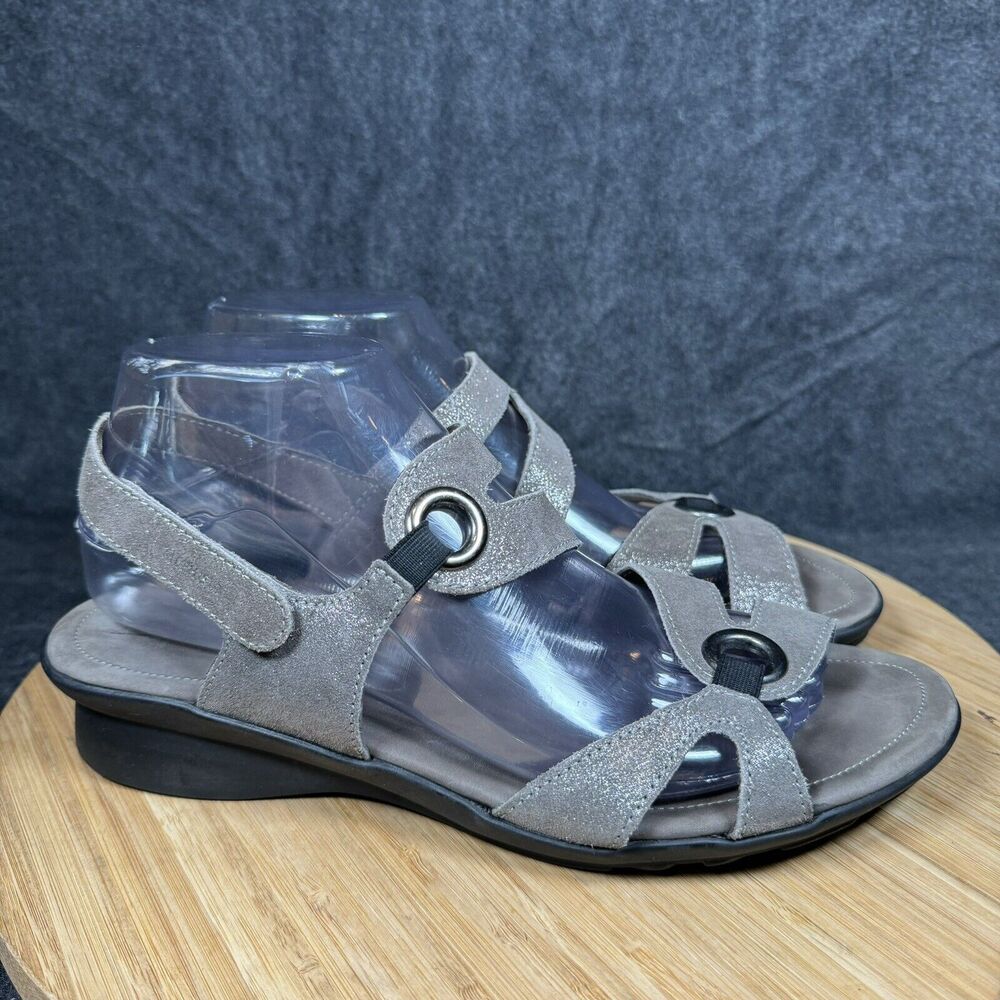 S Mephisto Parfolia Strappy Sandals Women's Grey Leather - EU 40 (US 10)
